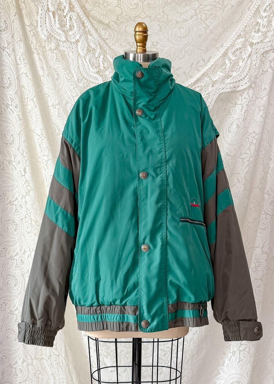 Vintage 80s Bogner Teal Gray Winter Ski Jacket